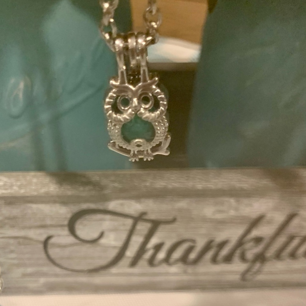 Owl pendant with choice of bead color, with accented beads.